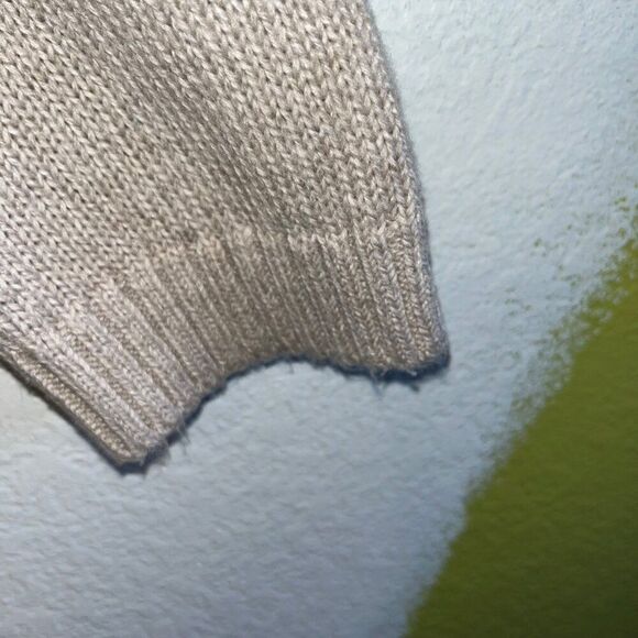 Womens Chico's Colorblock Cowl-Neck Fringe-Trim Sweater Pullover Tan Size 3 - Picture 9 of 10